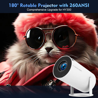 Magcubic HY300 Pro 4K 720P Projector, Android 11, Dual WiFi, 260 ANSI, 180° Flexible, BT5.0, Outdoor Portable Cinema